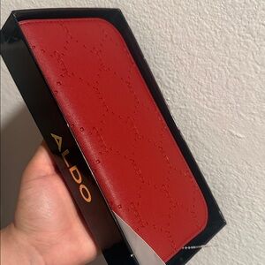 ALDO Red Embossed Zip-Around Wallet